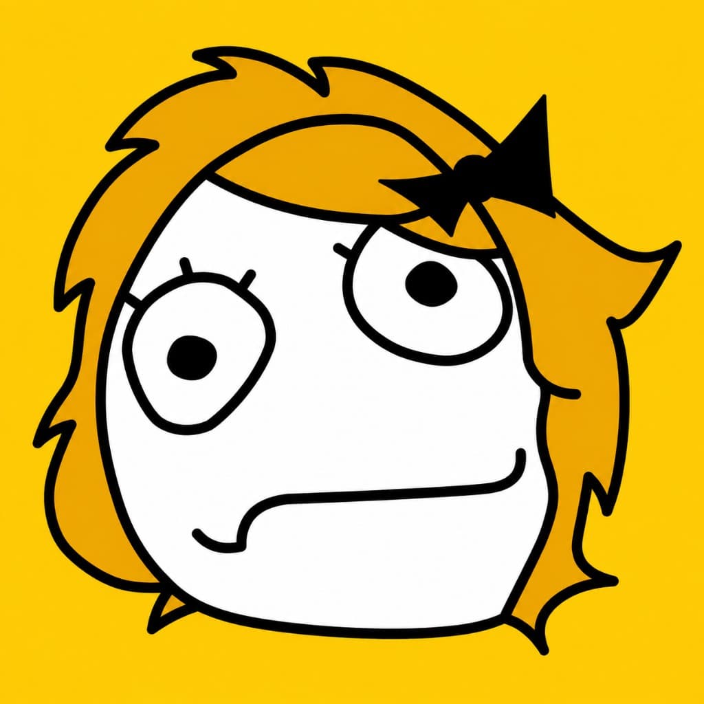 Derpina, OG Rage Comics face, on a yellow background